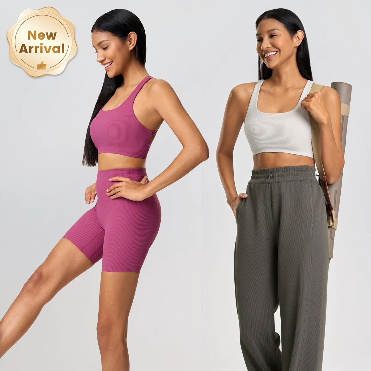 Wholesale Custom High-Support Sports Bra with Ribbed Cross Back High-Elasticity Yoga Bra Hollow out Print Sports Wear Padded Bra
