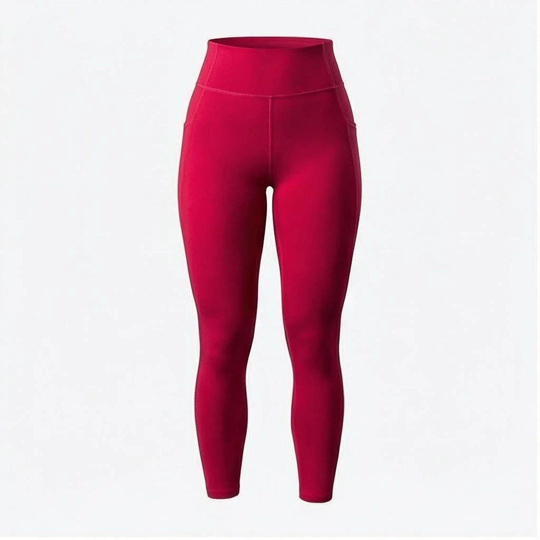 High Waist Full Length Yoga Leggings Solid Color With Pockets Four-Way Stretch Seamless Design For Women