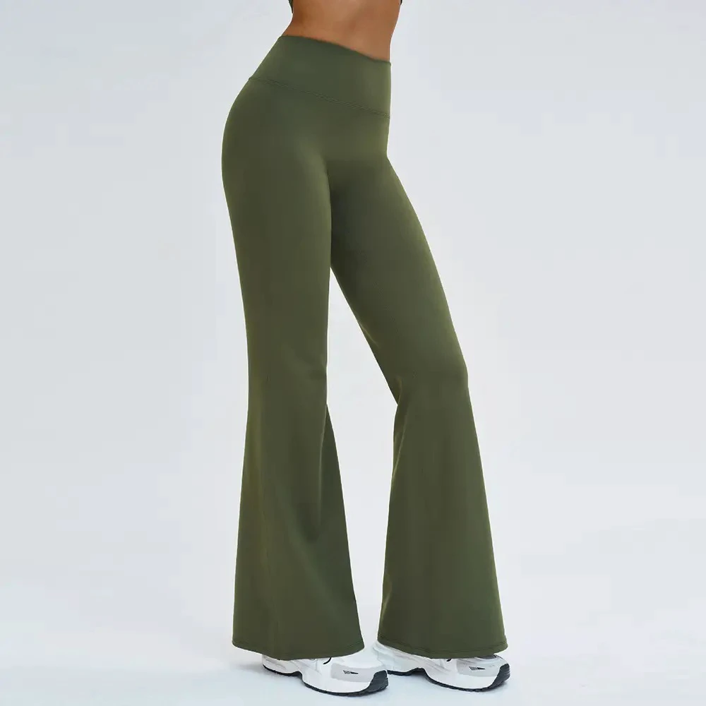 Custom Women Solid Eco-Friendly Hot Sell Workout Soft Flared Leggings Yoga Pants Stretch Fitness Tights Wholesale Activewear