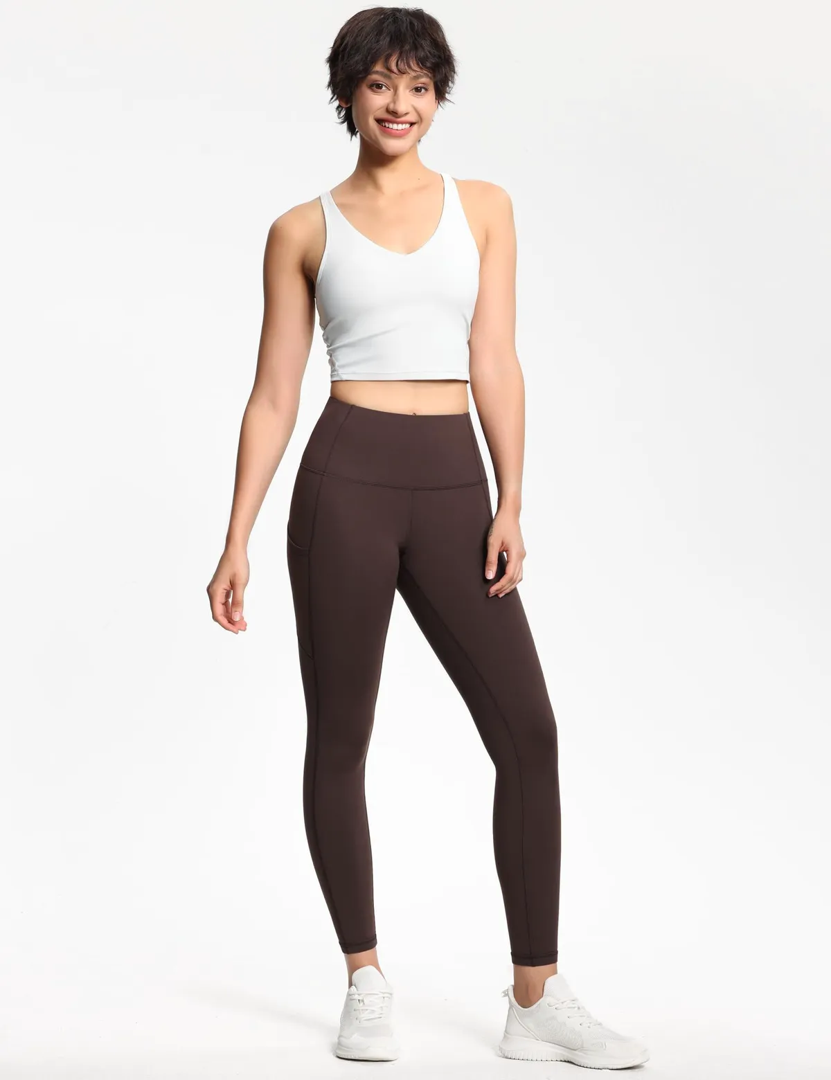 Women High Waist Full Length Yoga Leggings Solid Color Seamless Four-Way Stretch Spandex Polyester Pants