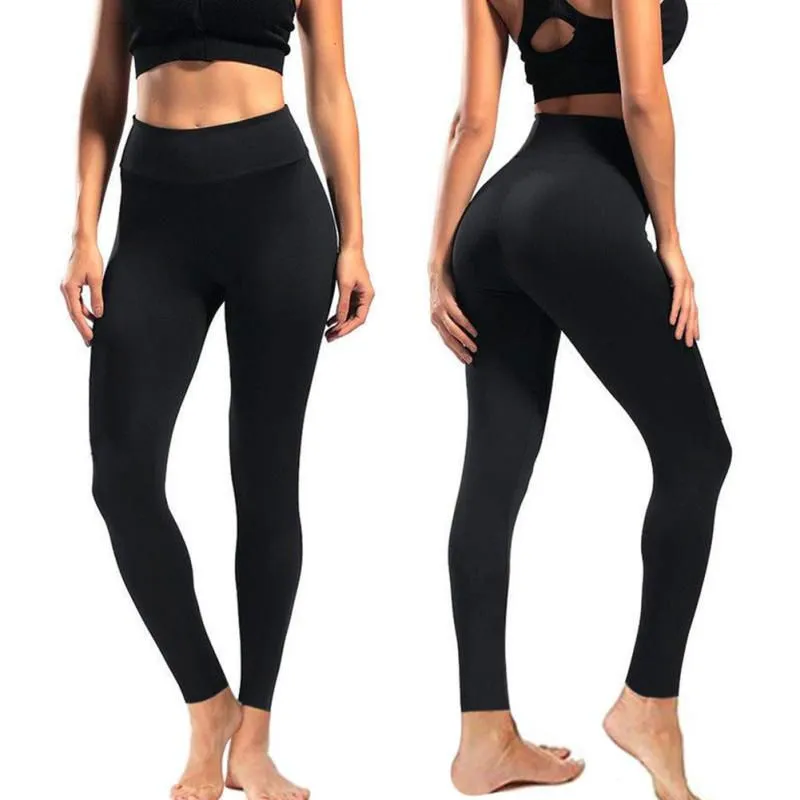 New Women's Yoga Workout High Waist Elastic Waist Spandex Polyester Casual Leggings Solid Plus Size Quick Dry Breathable
