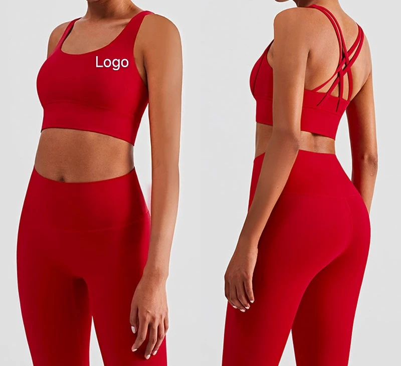 Unisex Two-piece Yoga Set-Beautiful Back Bra & High-Waisted Buttock-Raising Yoga Pants Polyester Material Drawstring Closure