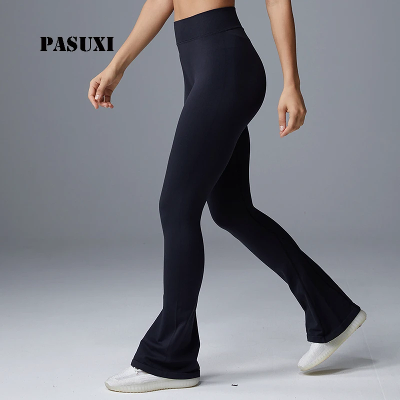 PASUXI Women's High Waist Bootcut Flared Yoga Pants Breathable Sweat-Wicking Four-Way Stretch Butt Lifting Solid Fitness