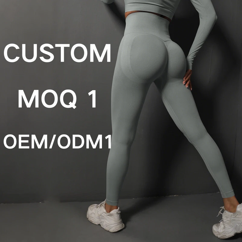Custom High Waist Yoga Leggings With Logo From 1 Nylon Spandex Seamless Tight Fit for Gym Uniform Retail Brand Fitness Training