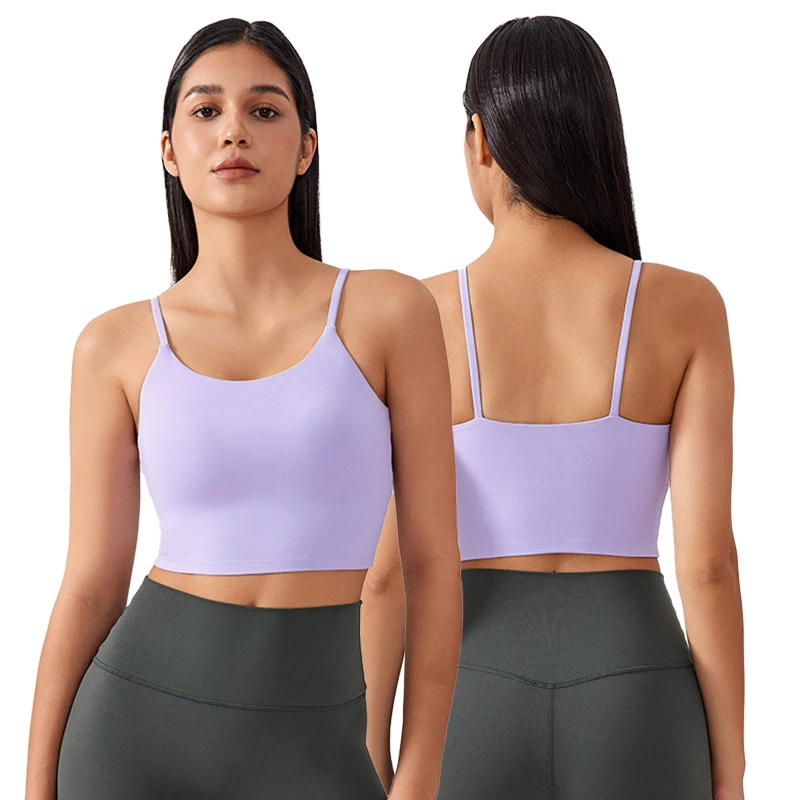 AG002 Women Round-neck Bra Strappy Medium Support Push up Padded Sports Bra U-shaped Back Running Workout Yoga Bra