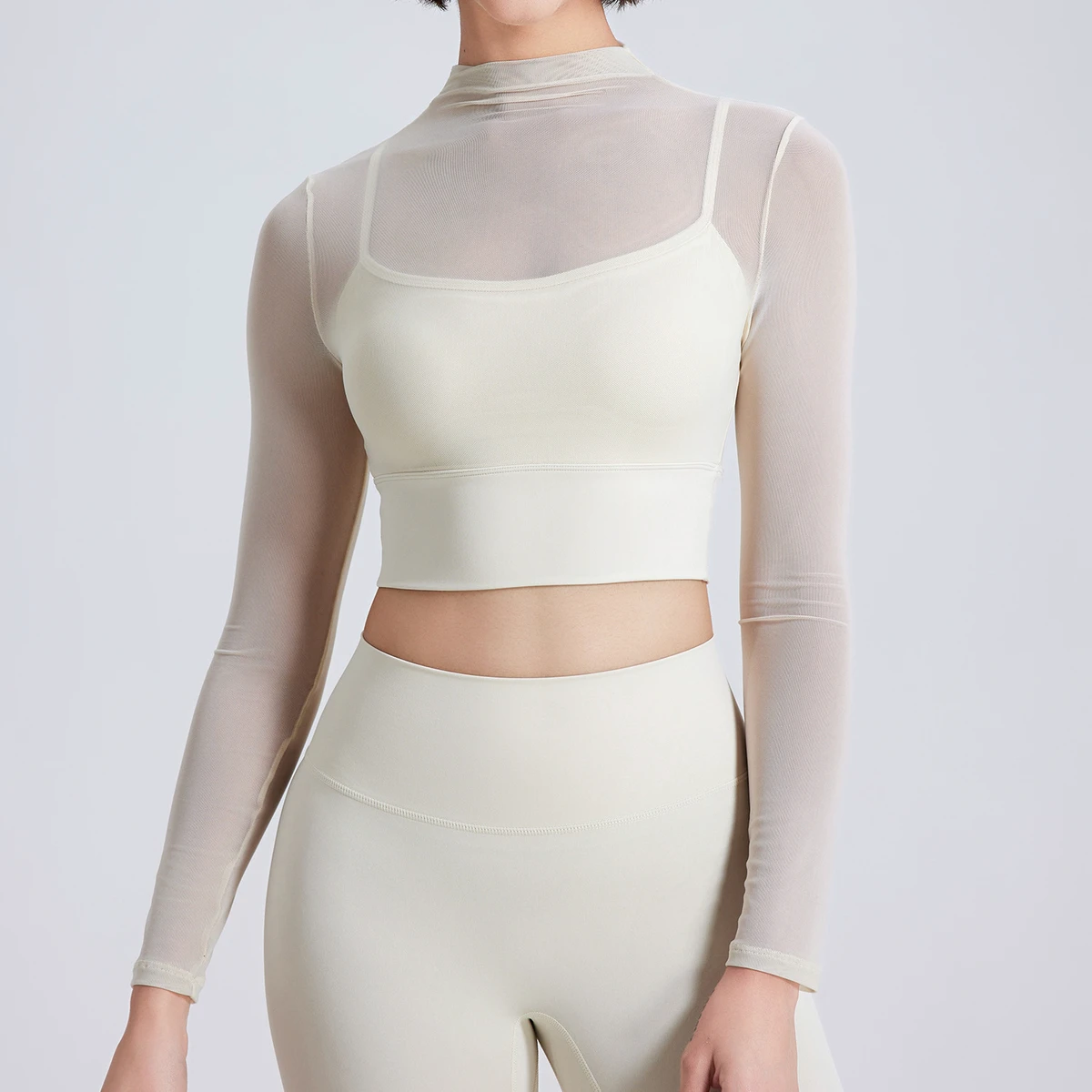 Fashion Women High for False Two-piece Yoga Gym Lace Breathable Seamless Short Sports Bra CAMIS High Support Running 3D