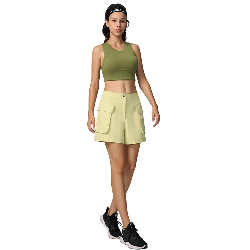 Summer ODM Ruched for High Waist Tummy Control Pockets Relaxed Casual Yoga Slimming Sports Shorts for Women