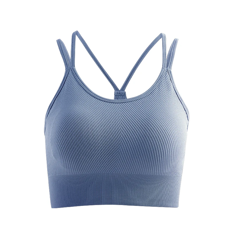 Fitness Wear Clothing Non Adjustable Straps Padded Bra High Quality Knitted Cotton Made High Stretchable Sports Fitness Gym Bras