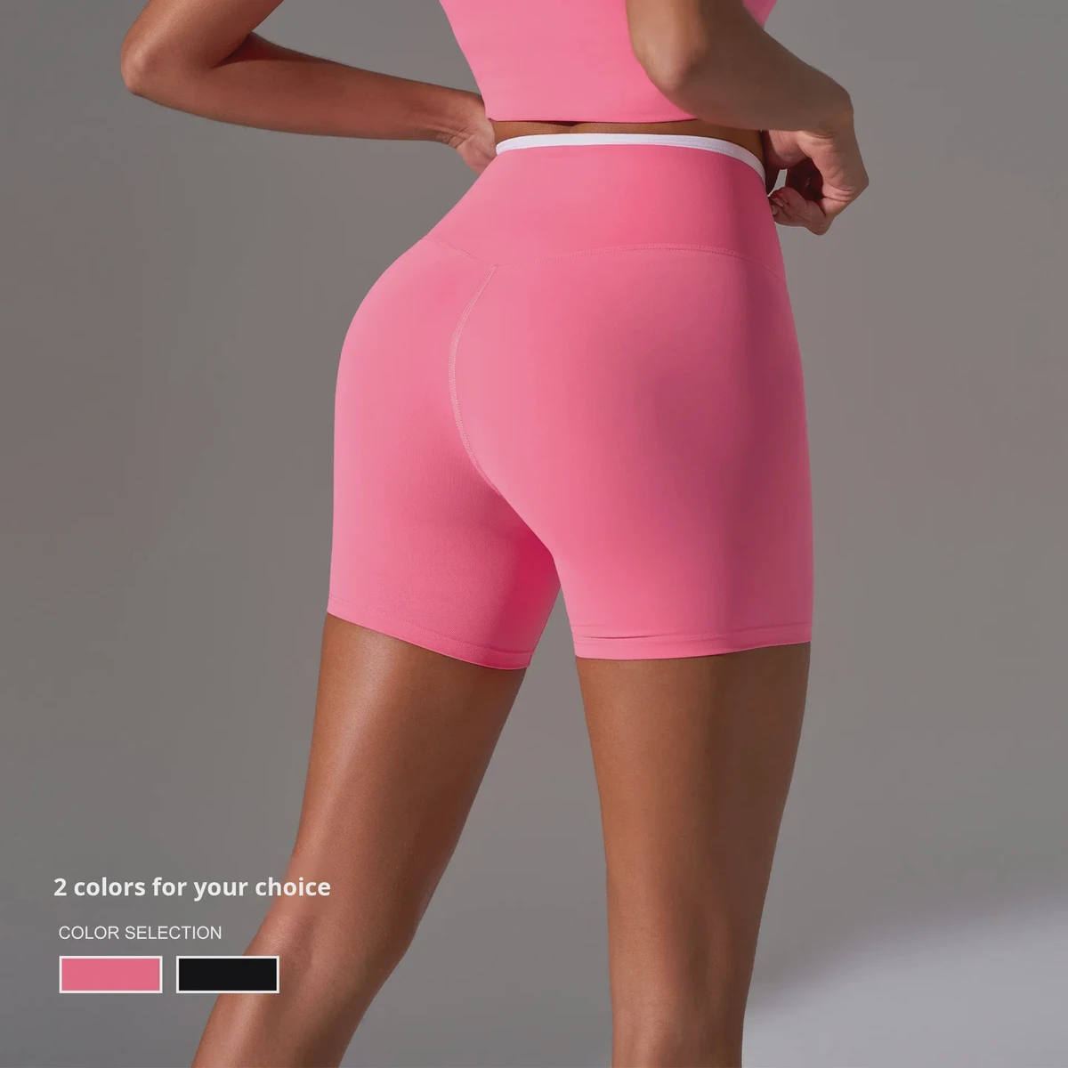 Women's Color-Blocked High-Waisted Yoga Shorts with Seamless Breathable Fabric Design & Tight-Fit