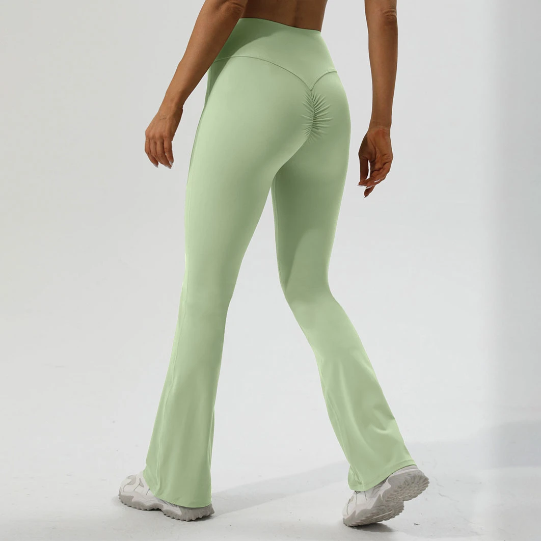 Women's High Waist Tummy Control No Front Seam Yoga Flared Pants Scrunch Butt Lift Bell-bottom Gym Dance Leggings