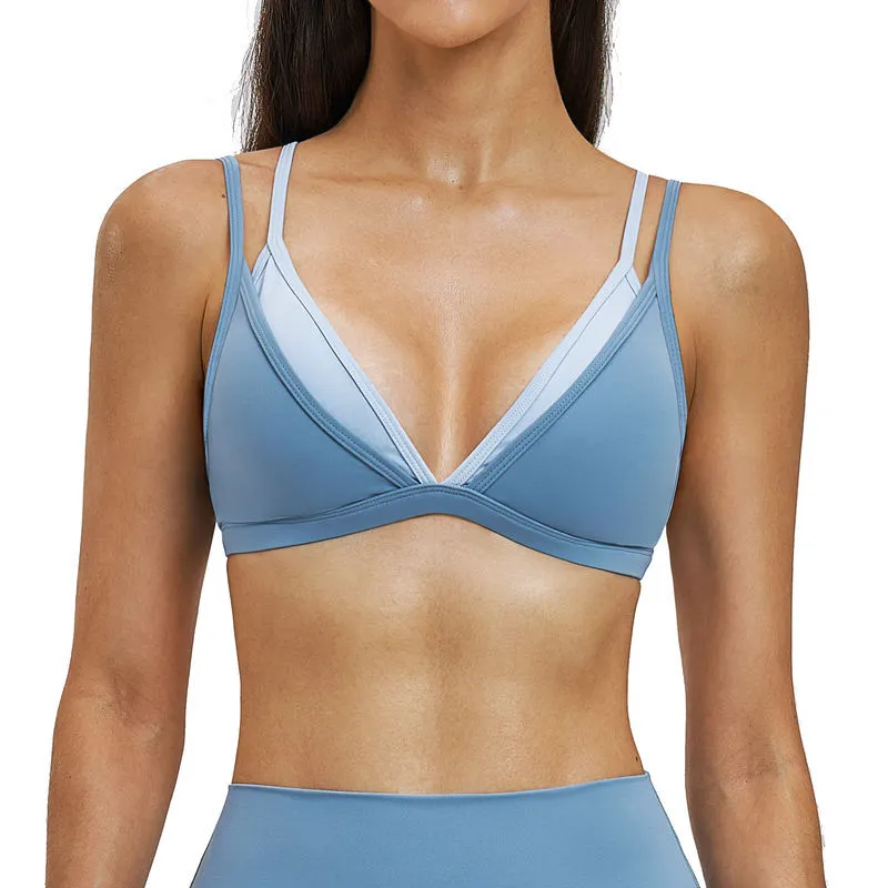 Bare Back Yoga Sports Bra for Women-Seamless Lightweight Breathable Print Crisscross Straps High Support Front Outdoor Fitness