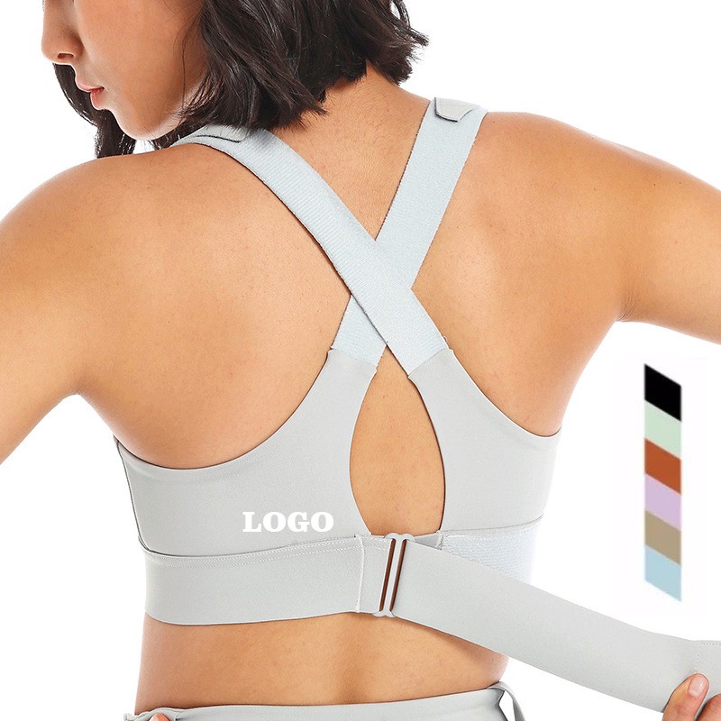 New Arrival High Quality Girls Plus Size Breathable High Support Back Adjustable Yoga Gym Sport Bra with Zipper