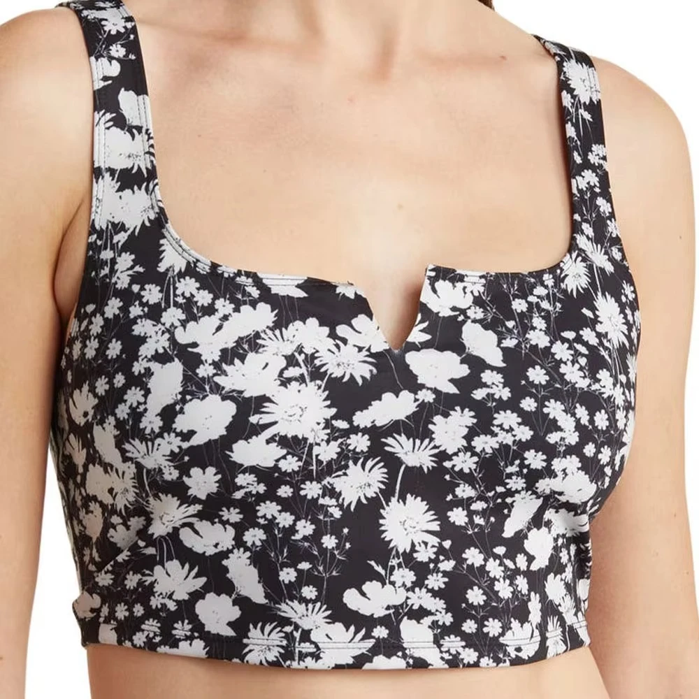 Printed Women Stretch Sports Bra Polyester Spandex Seamless Yoga & Gym Bra, Medium Support Workout Activewear