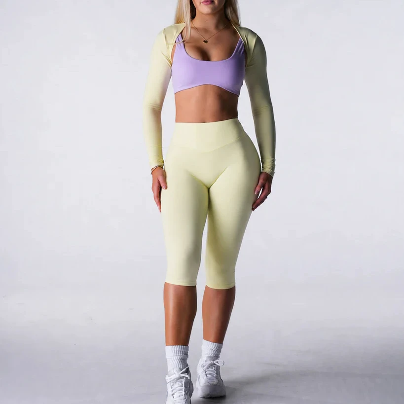 Wholesale Custom Women High Waist Solid Sculpted Capri Leggings High Quality Soft Stretch Cropped Workout Yoga Pants Custom Logo