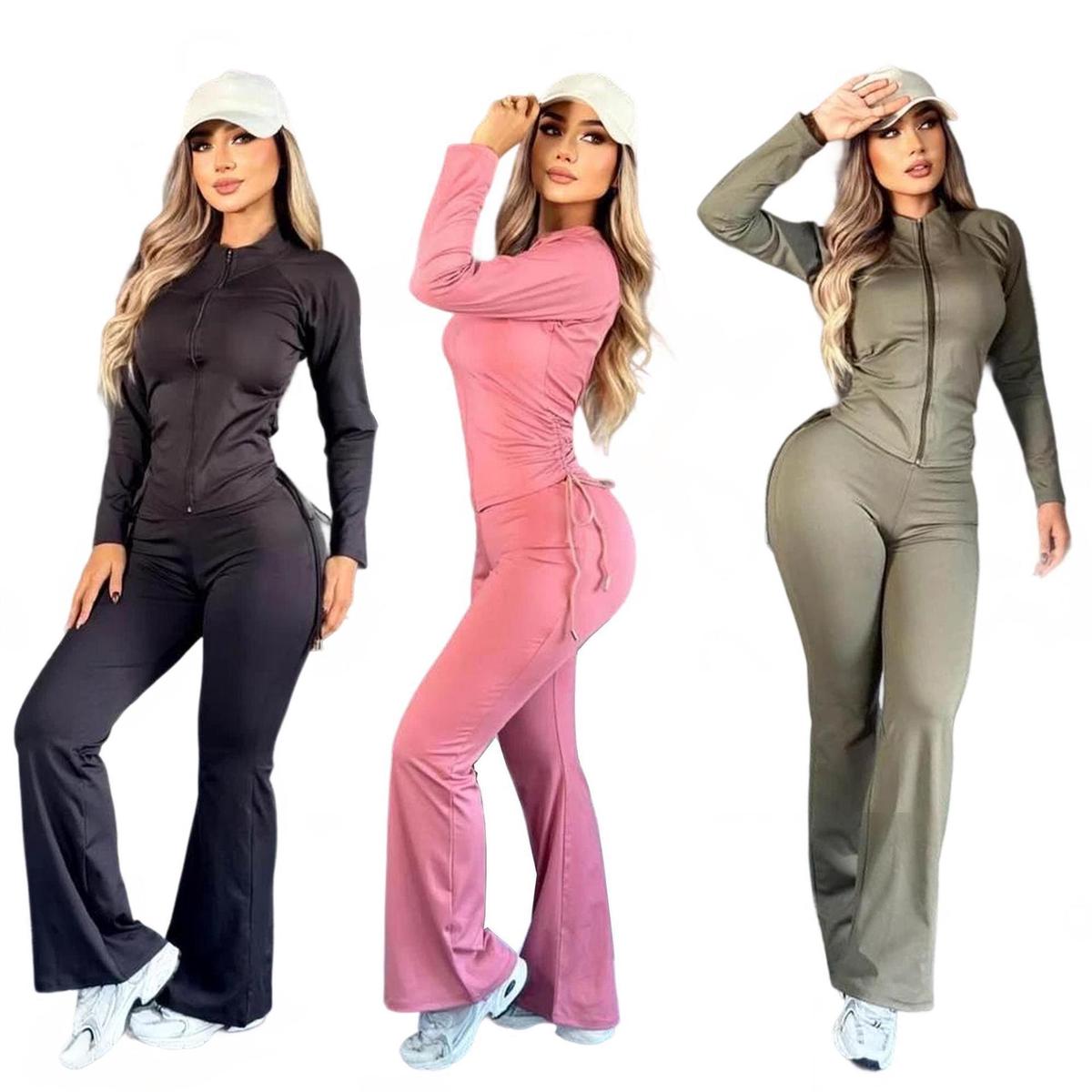 Foreign Trade Solid For Yoga Suit 2-Piece Full Length Anti-Wrinkle High Elastic Fitness Waist Clothing Leisure Running Sports