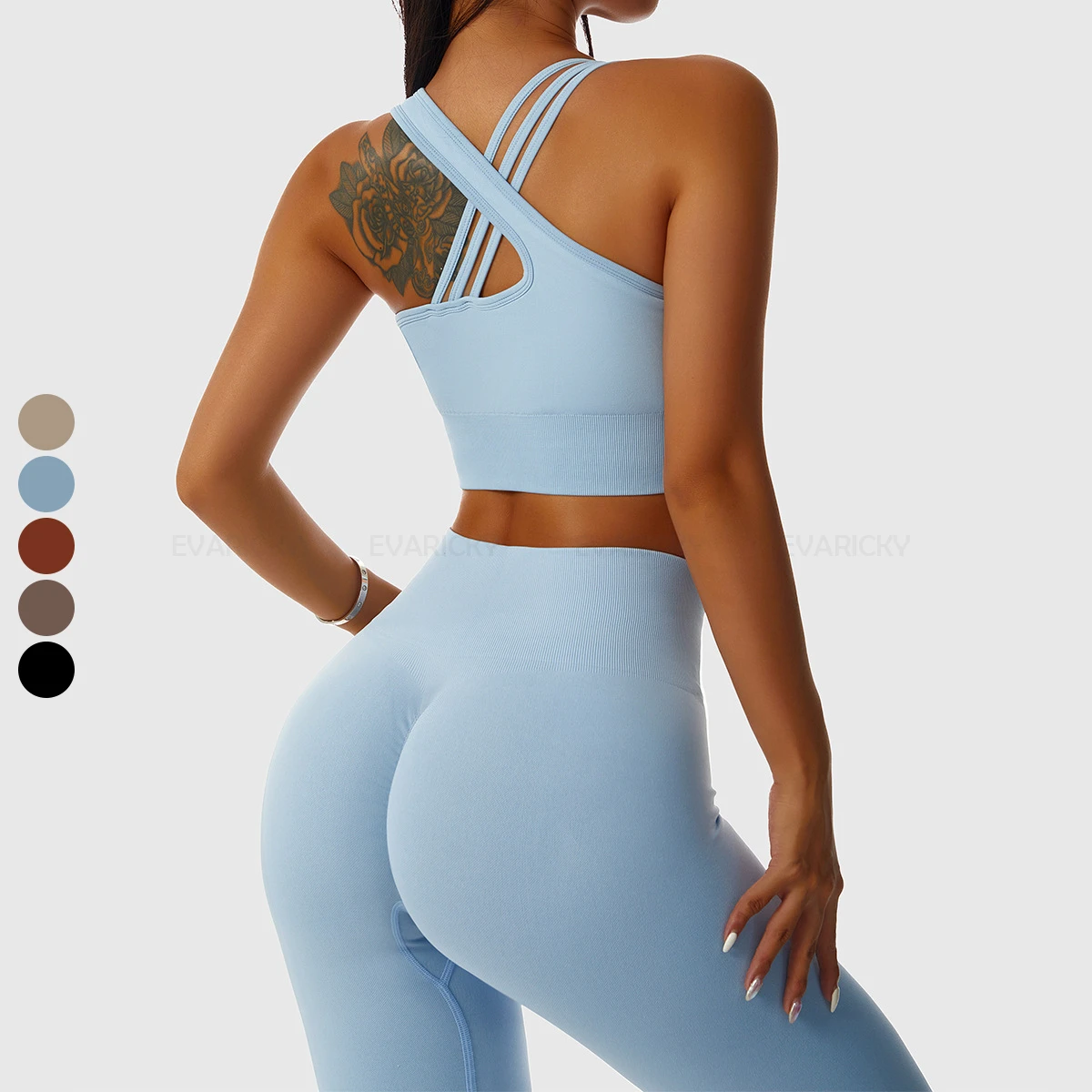 Wholesale Athletic 2 Piece Scrunch Butt Cross Back Seamless Fitness Women Yoga Set