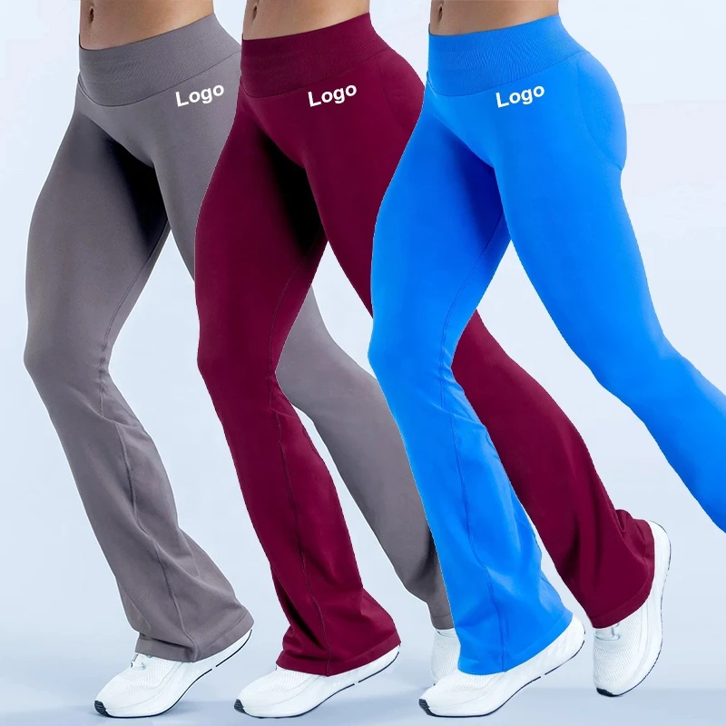 YY New Women's Mini Flare Workout Butt Lifting No Front Seam Yoga Pants Summer Seamless Quick Dry Yoga Legging Bell Bottoms