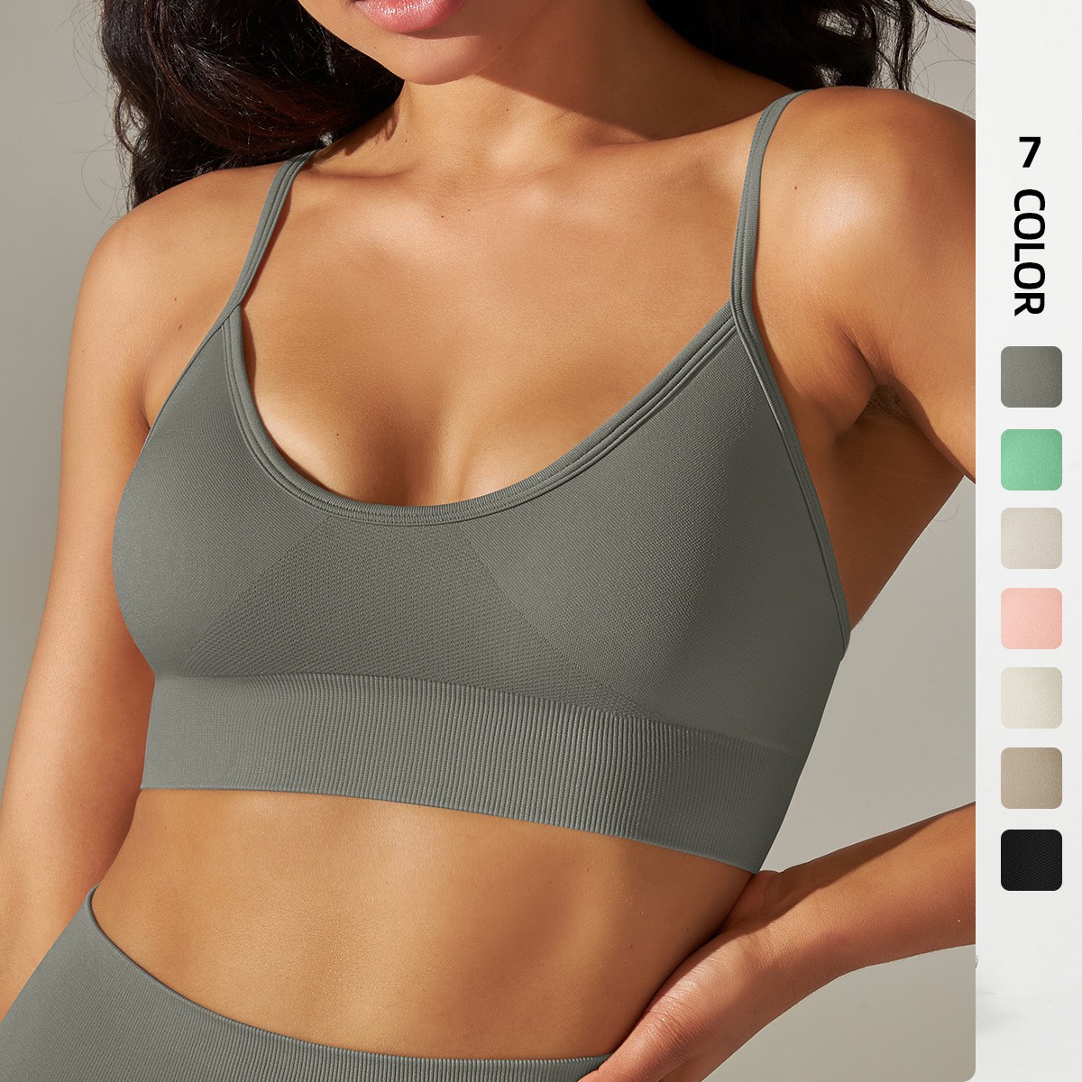 Wholesale Factory Workout Clothes Yoga Shorts Girl China Seamless Sport Bra Sets Crossed Back Tops Bra Sweat-Wicking Breathable