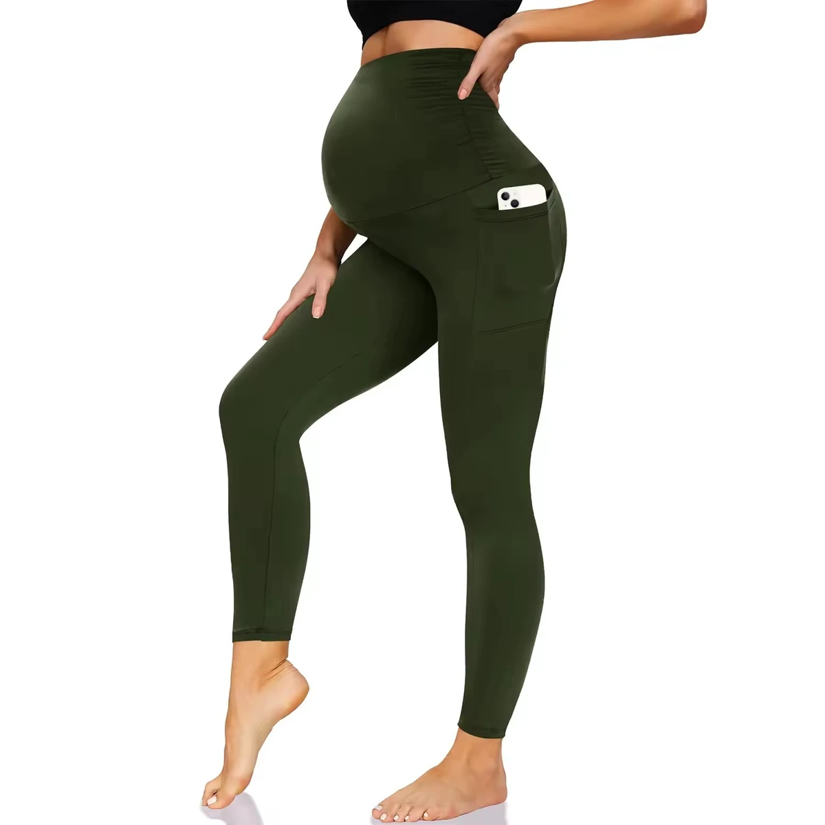 Custom Wholesale Maternity Yoga Leggings Mesh Elastic Waist Quick Dry Stretch High Waist Plus Size Pregnancy Fitness Pants