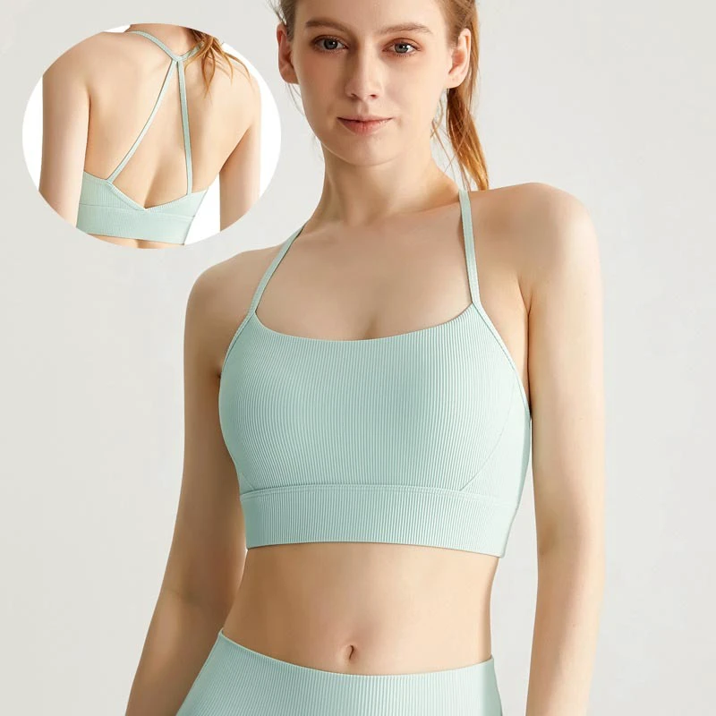 Women's New Style Thin Straps Super Soft Fitness Underwear Skin-Friendly Stretchy Quick Dry Compression Sports Yoga Bra