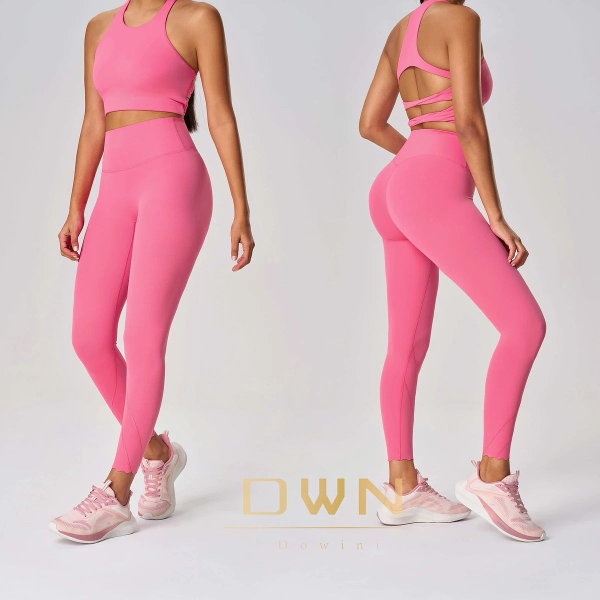High-Waisted Hip-Lifted Tight-Fitting Cropped Yoga Pants for Women Nude Solid Pattern for Outdoor Cycling Running Fitness