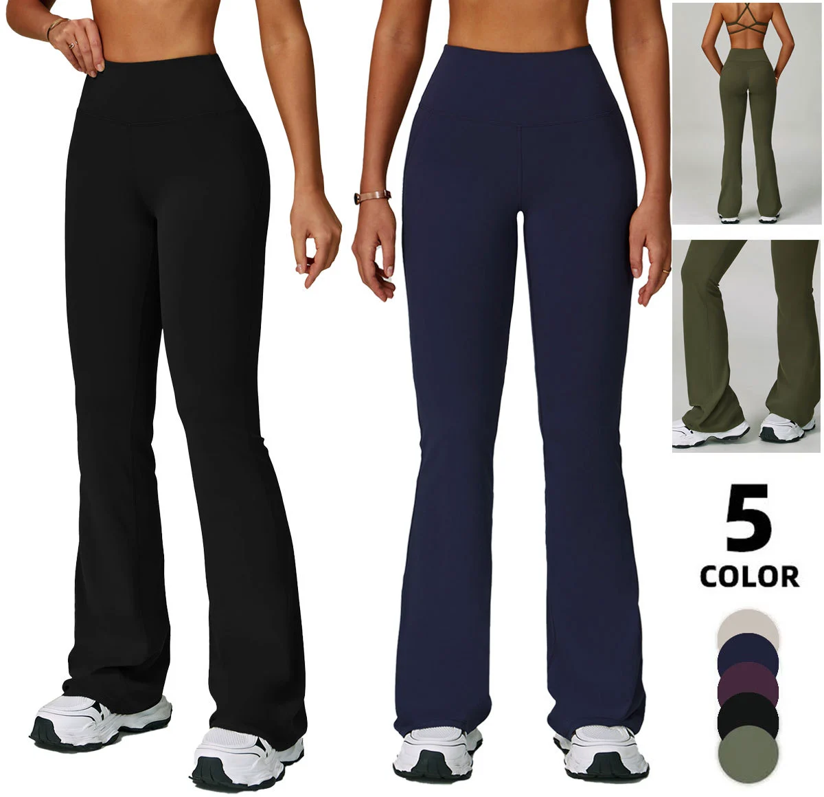 Fold Over Flare Leggings Plush Wide Leg Seamless Bootcut Yoga Pants Workout Tummy Control High Waist Hip Lifting Yoga Long Pants