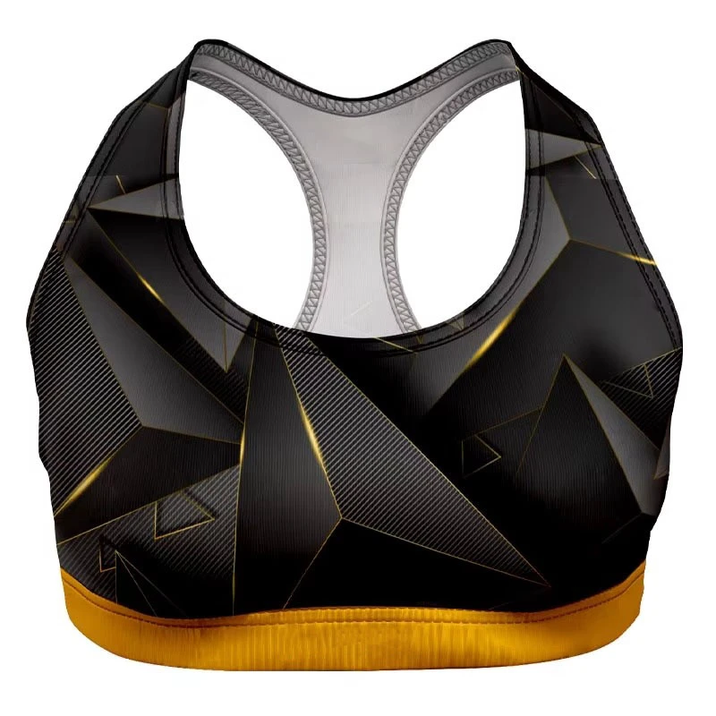 Womens Halter Neck Sports Bra High Support Breathable Sublimation Yoga Workout Running & Fitness Activewear Top