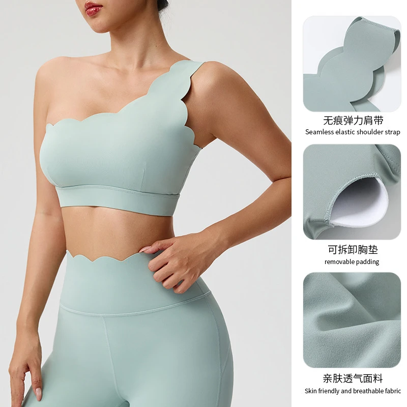Wholesale Customization High Stretchy One Shoulder Strap Women Yoga Bra Top Fitness Workout High Impact Sports Bra