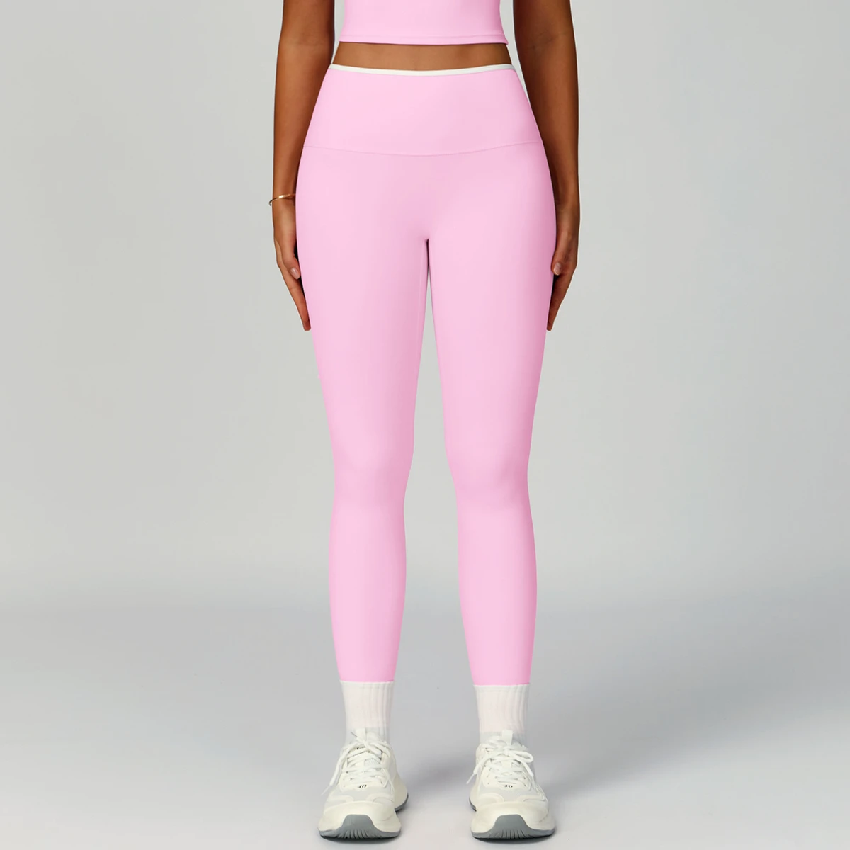 Cikini Cross-border High Waist Yoga Pants Quick-Drying Sheer Long Tight-Fitting Solid Pattern Color-Matching Fitness Legwear