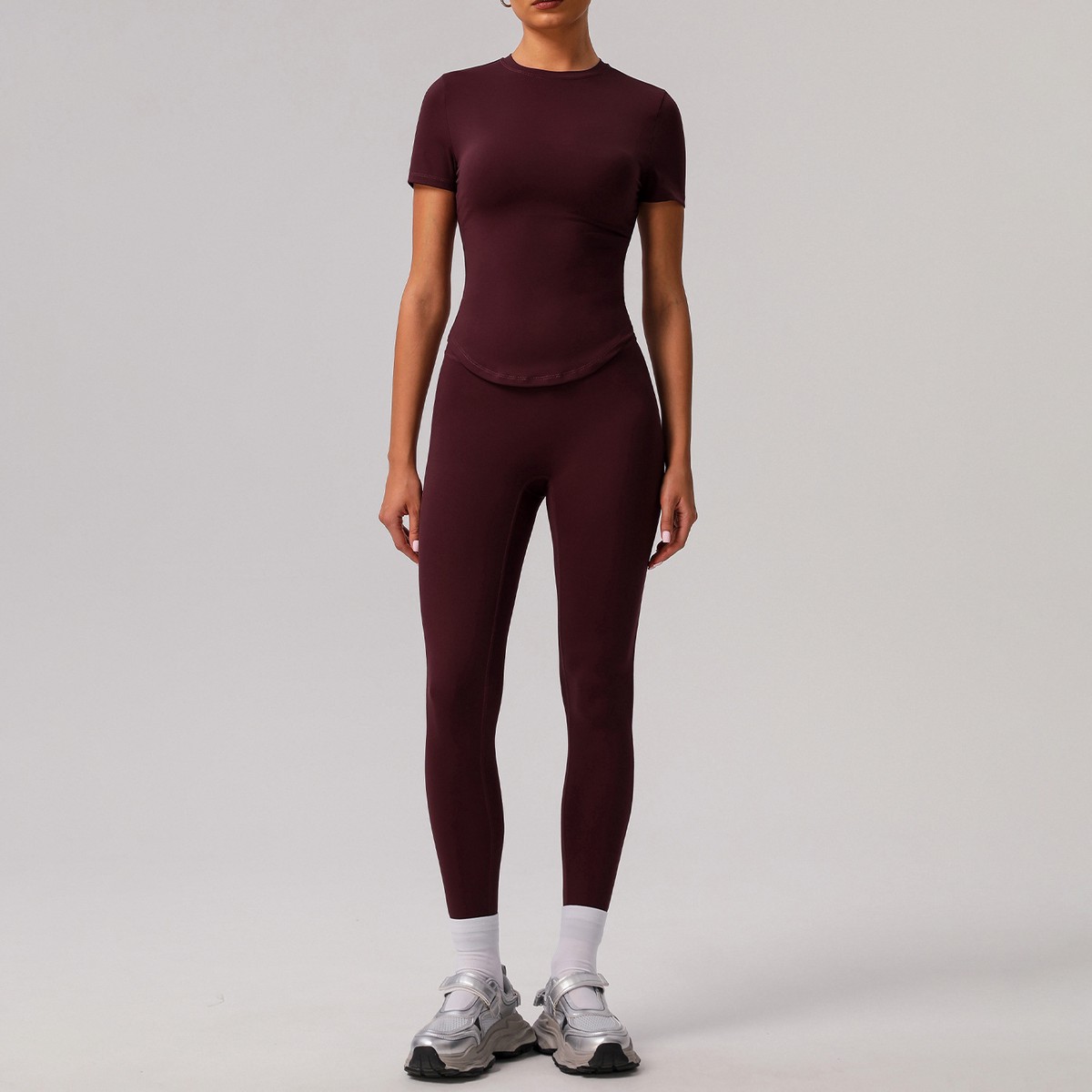 Custom Logo Workout Yoga Sets Plus Size Sports Set Women Short Sleeve Compression Tights Sportswear Gym Fitness Sets
