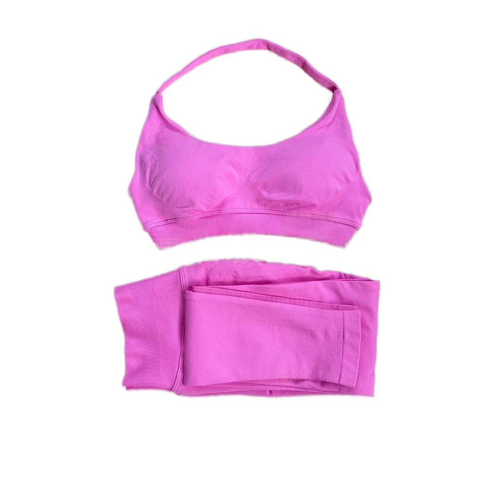 2 Piece Solid Yoga Set Strappy Bra Shorts Women's Resistance Training Gym Workout High Elastic Seamless Quick Dry Plus Size