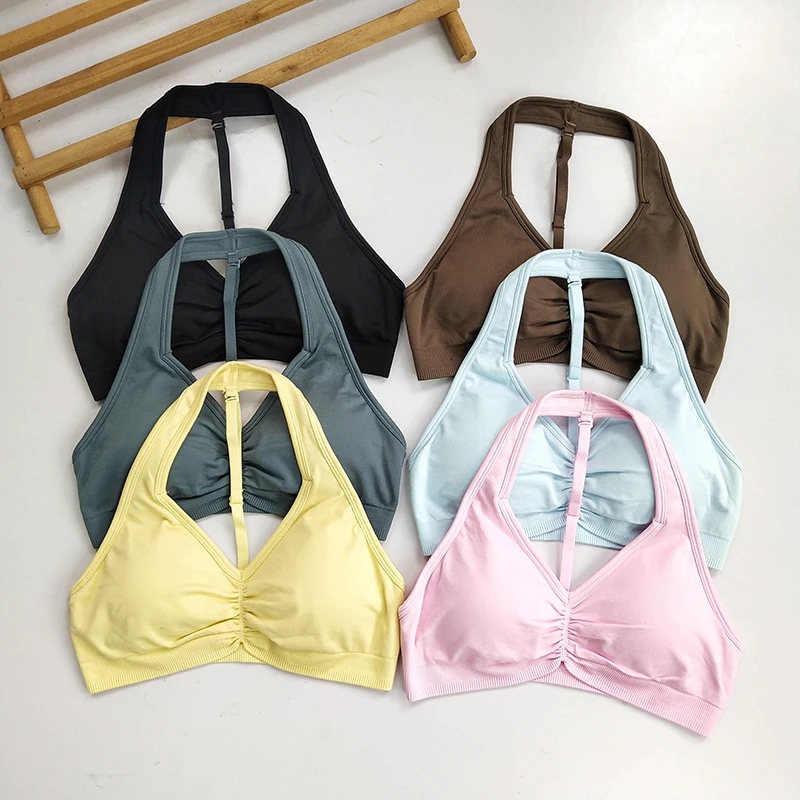 Sports Fitness Bra Women Front Adjustable Straps Yoga Wear Breathable Wireless Support High Stretch Activewear Top