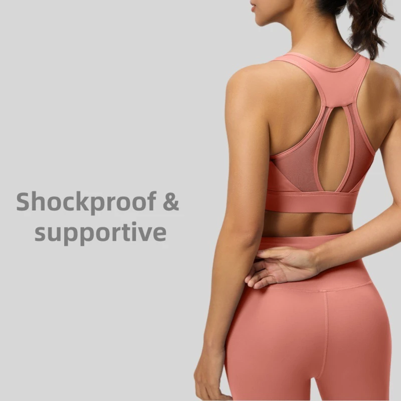 Stylish High Support Back-Shaping Sports Bra for Women Shock-Proof Running Mesh Breathable Push-Up Sexy Cross-Back