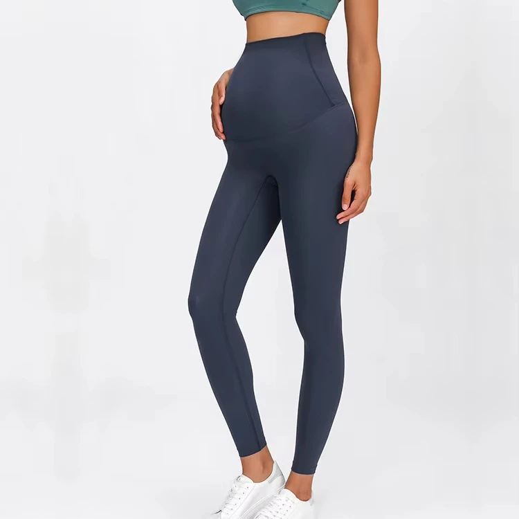 Custom Super High Waisted Fleece Breathable Maternity Yoga Pants Crotchless Sexy Pregnant Woman Leggings Summer Natural Color