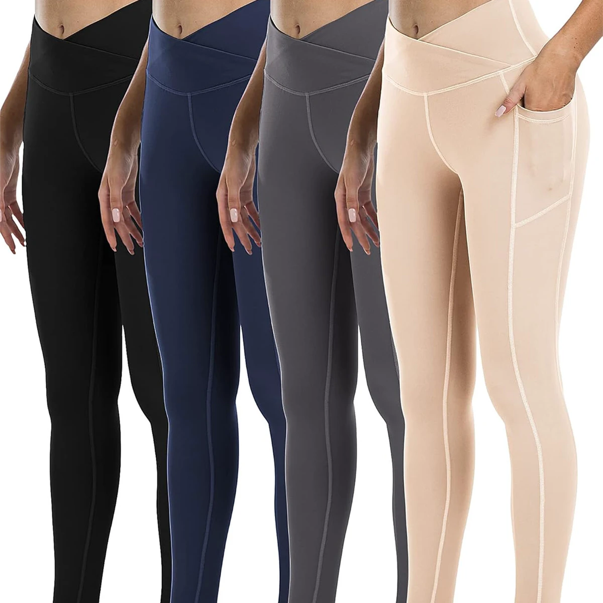 Women’s High Waist Yoga Leggings with Side Pockets | Soft Tummy Control Fitness Pants | Wholesale Gym Wear