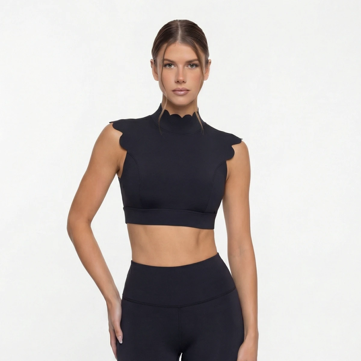 Backless Hollow Out Hole Yoga Top Tight-Fitting Comfortable Breathable Solid Pattern 2 Piece Set Women's Sports Bra