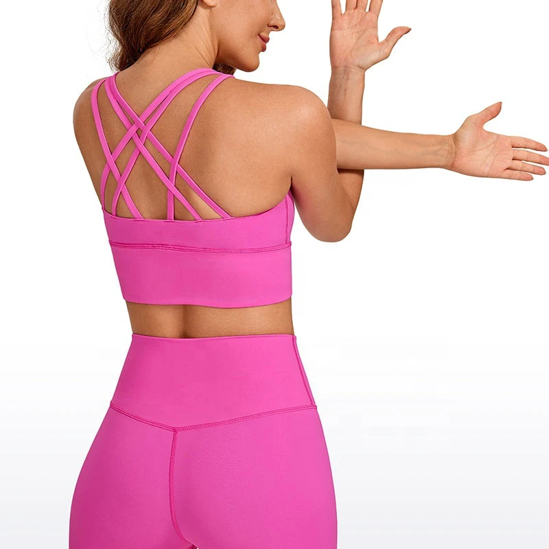 Activewear Women Strappy Back Medium Support Longline Removable Pads Fitness Gym Yoga Sports Bra
