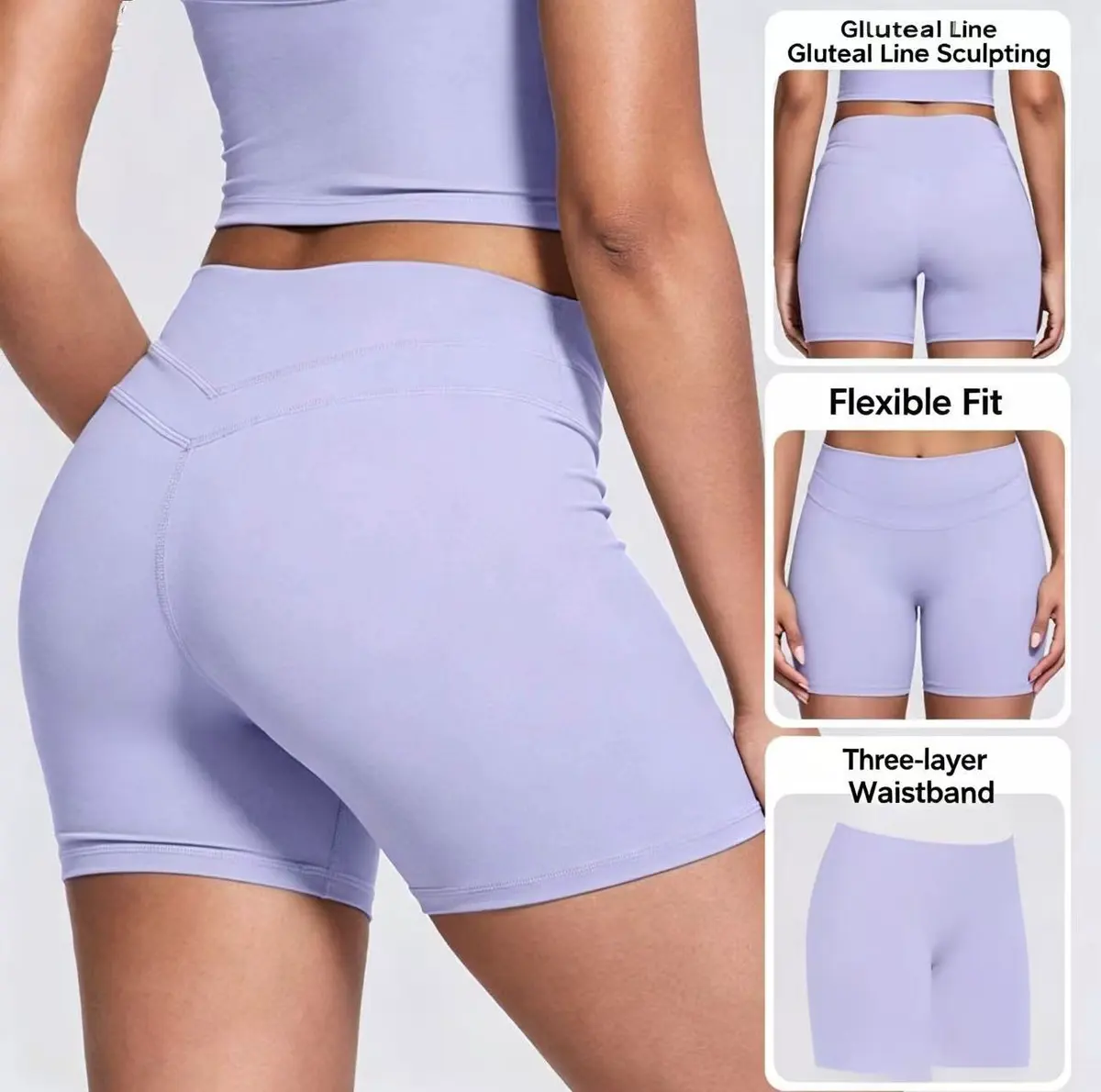 High Waist Plaid Yoga Legging Scrunch Butt Shorts Sexy Girl Soft Compression Quick Dry Four-Way Stretch Anti-Bacterial Yoga