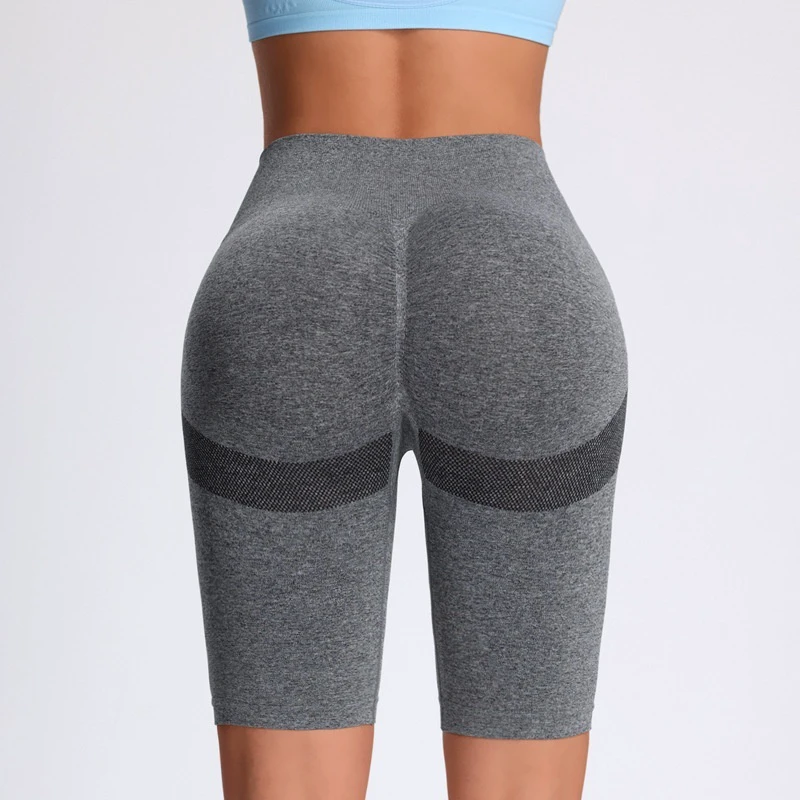 Summer Sports Yoga Shorts Women's Ruched Breathable High Waist Hip Lifting Cropped Peach Butt Tight Spandex/Nylon Fitness Pants