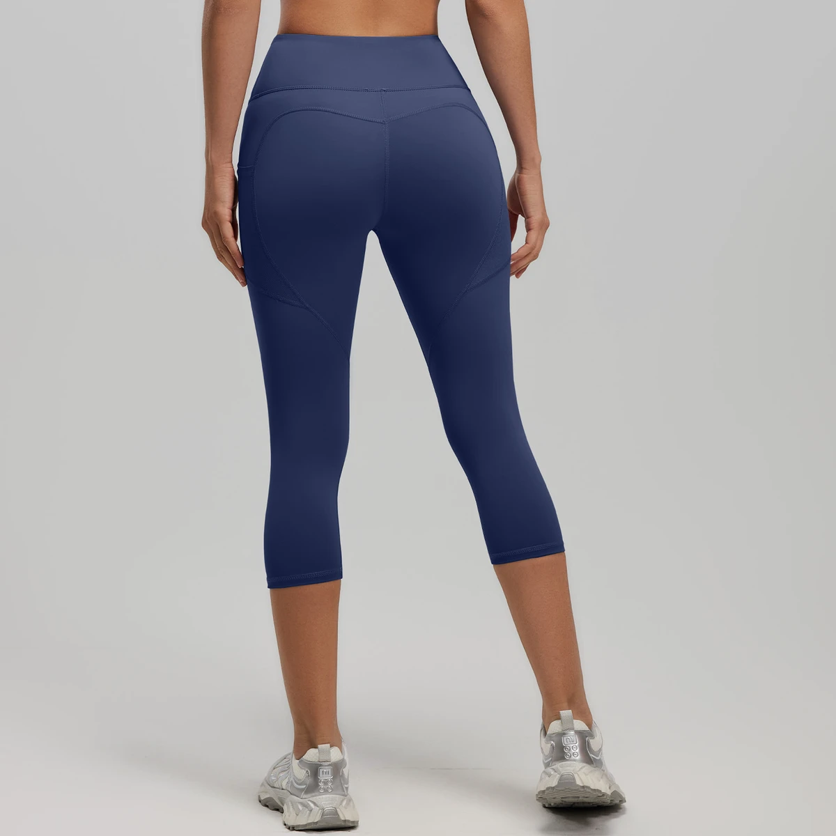 2026 Solid Side-pocket Cropped Yoga Pants Women High-waisted Gym Peach Butt-lifting Tummy Control
