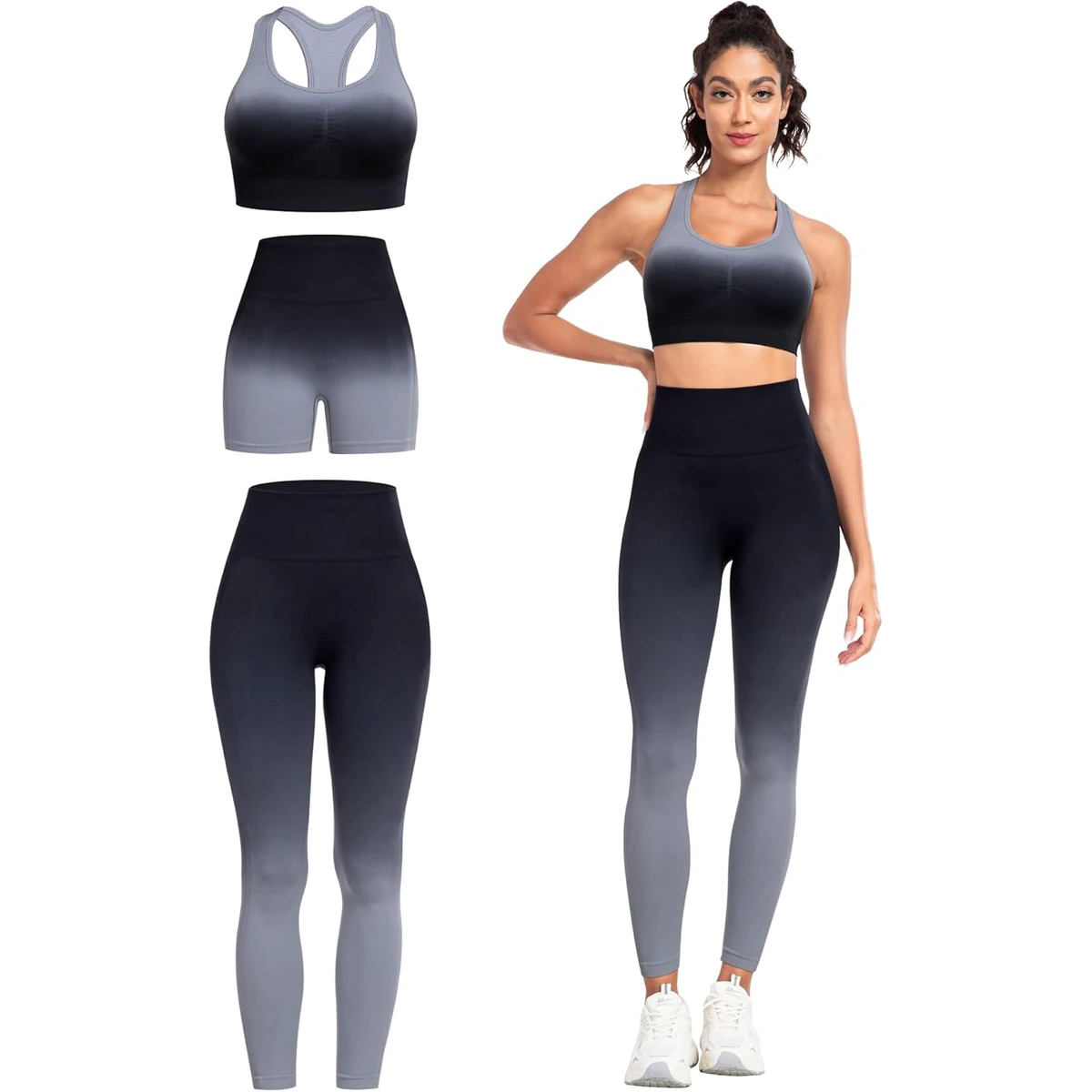 Design Your Own Women's Yoga Set 4-Piece Sleeveless Spandex/Nylon Gym Fitness Wear Elastic Waist Front Logo Breathable Quick Dry