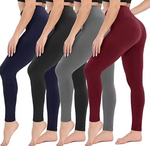 High-Waist Striped Women's Yoga Leggings Right Leg Logo Elastic Waist Closure 220g Spandex/Nylon Ankle-Length Four-Way Stretch