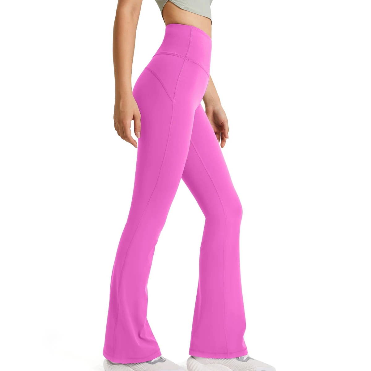 Women's Mid-Waisted Casual Wide Leg Flared Yoga Pants Bootcut Leggings Tummy Control Solid Pattern Summer Essentials 100% Cotton