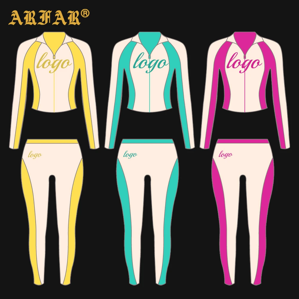 2026 New Arrivals Workout Clothes Sets For Women Custom Design Color Blocking Jacket Leggings Fitness Yoga Activewear Sets