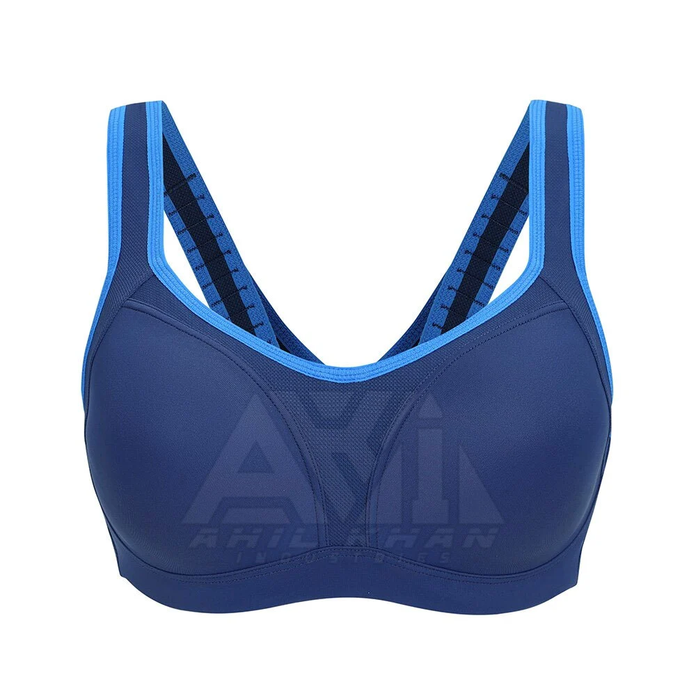 Women High Support Eco-Friendly Sports Bra Front Wide Strap Full Coverage Breathable Fabric for Fitness Running-OEM/ODM
