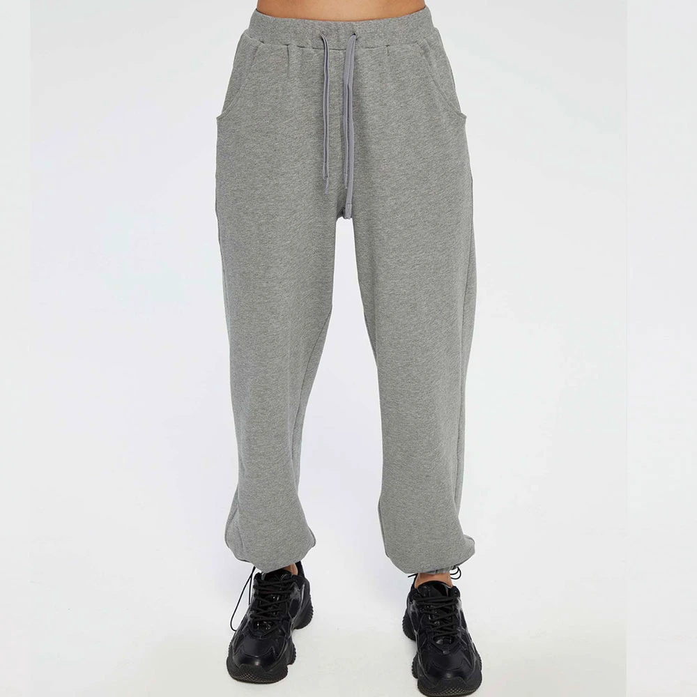 Custom Logo Women Mid Waist Elastic Waist Eco-Friendly Plain Cheap Wholesale Sweatpants Drawstring Casual Plus Size Fashion