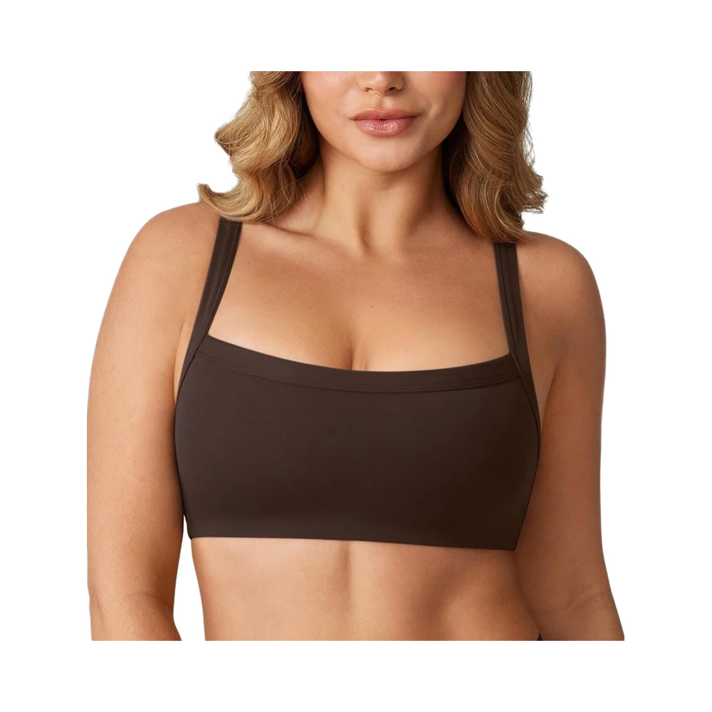 UNISSU Hugcurve Adjustable Breathable High Support Sports Bra Square Neck Wireless Padded Yoga Workout Tops