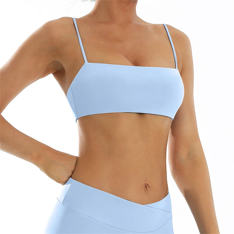 Low MOQ Yoga Bras Workout Bra Women Sports Top Removable Cups Female Non-adjusted Strap Four Way Stretch Fitness Underwear