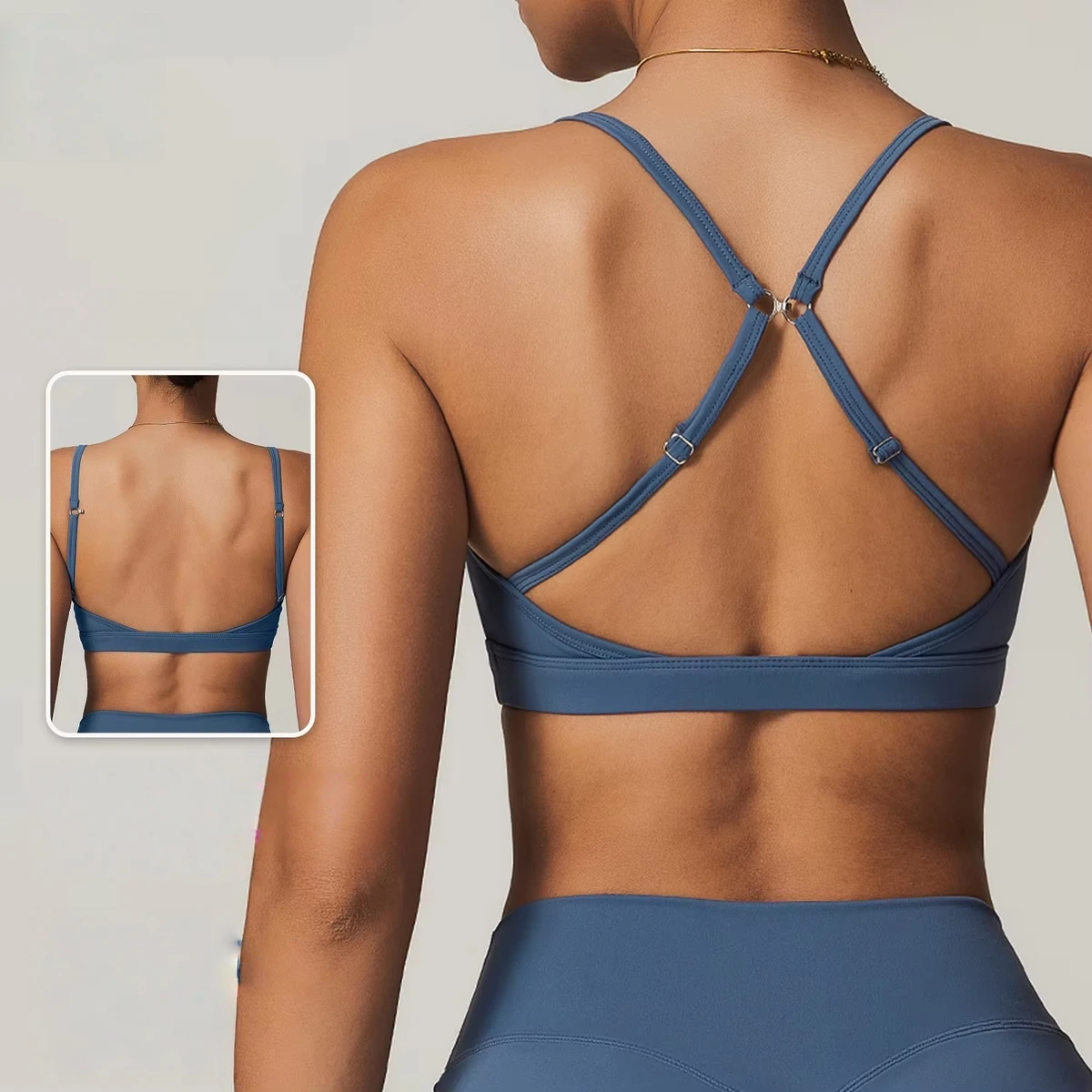 Women Cross-Strap Sports Bra with Adjusted Clip Back Yoga Bra Fitness Wear