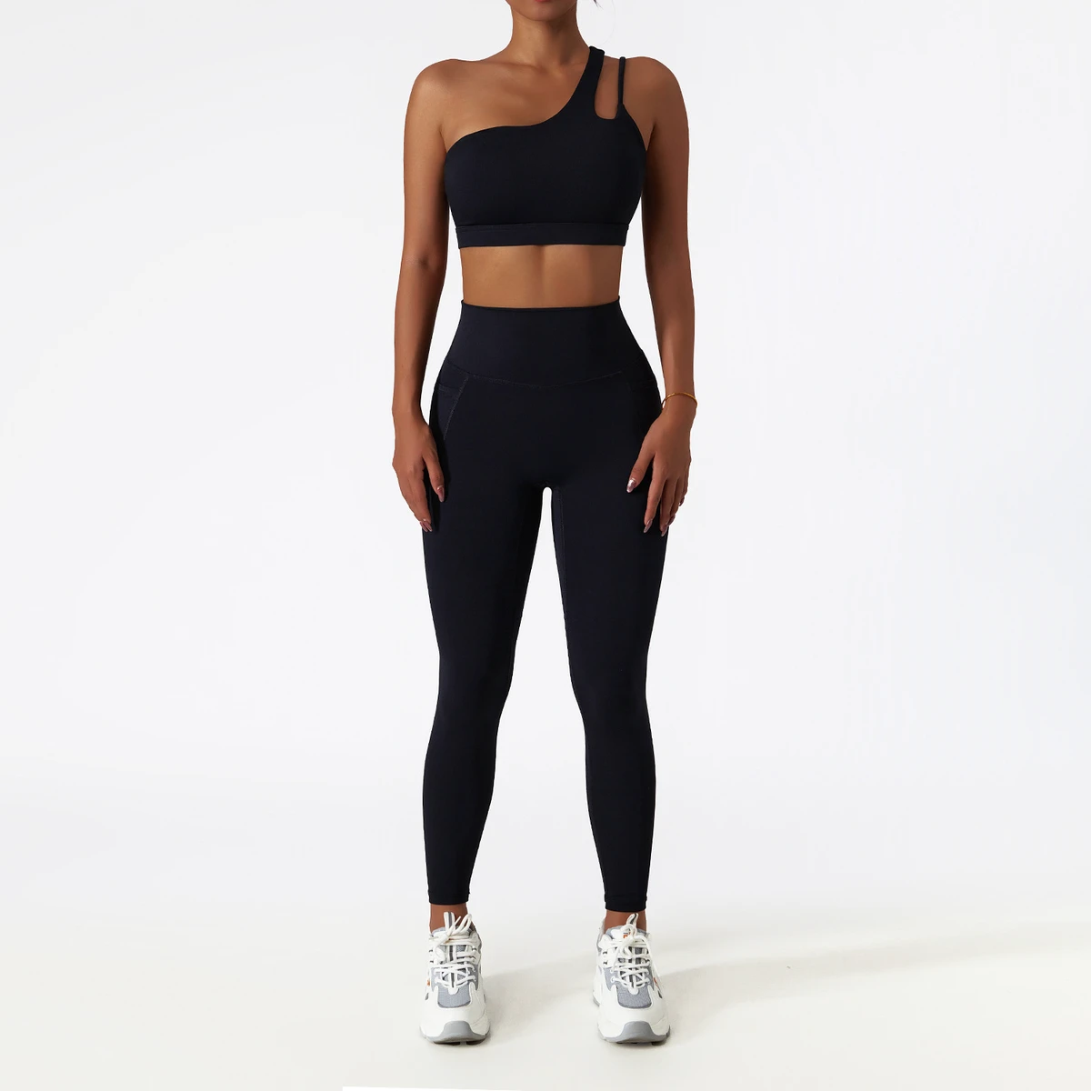 High Elastic Breathable Yoga Clothing Two-piece Fitness Criss-cross Straps Sporct Bra Nude Feel Leggings Plus Size Women's Sets